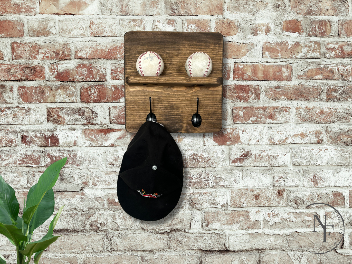 Baseball Display with Hat Hooks