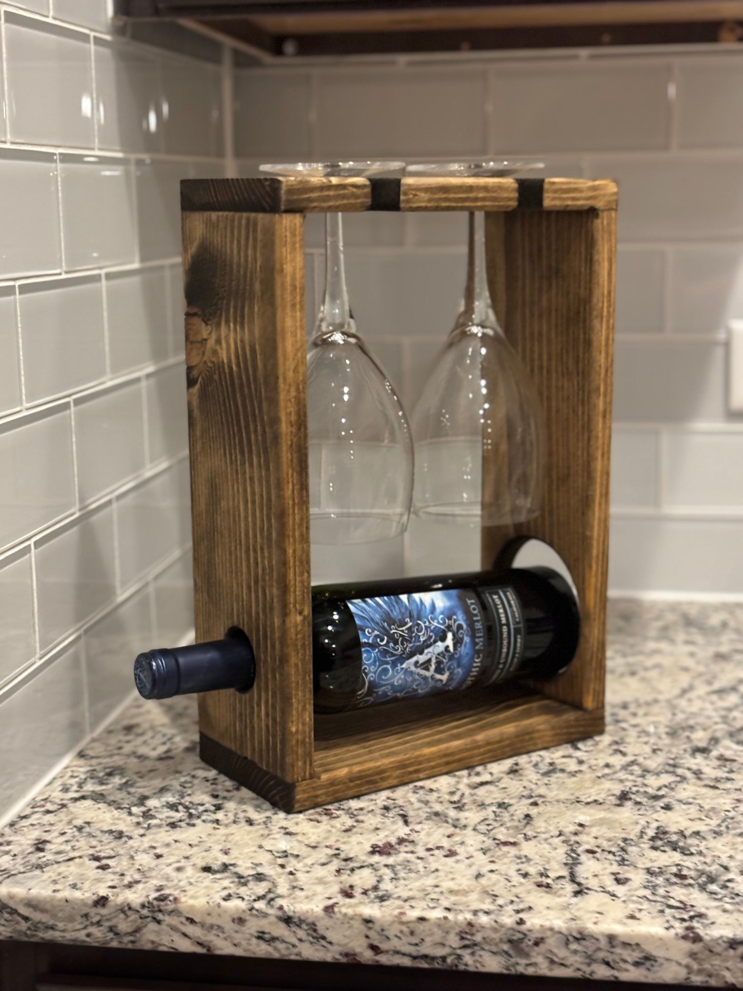 Wine Bottle Holder with Glasses