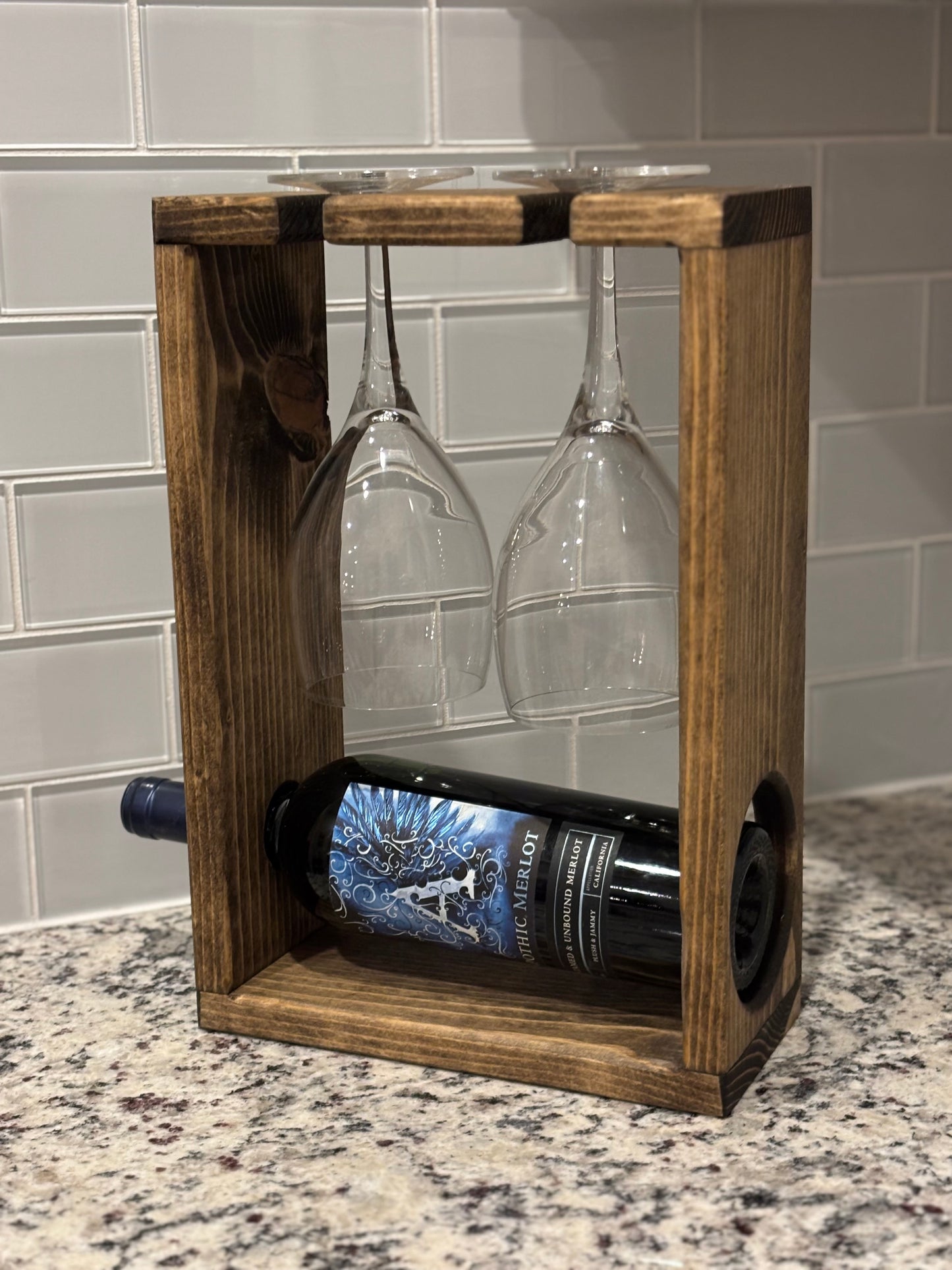 Wine Bottle Holder with Glasses