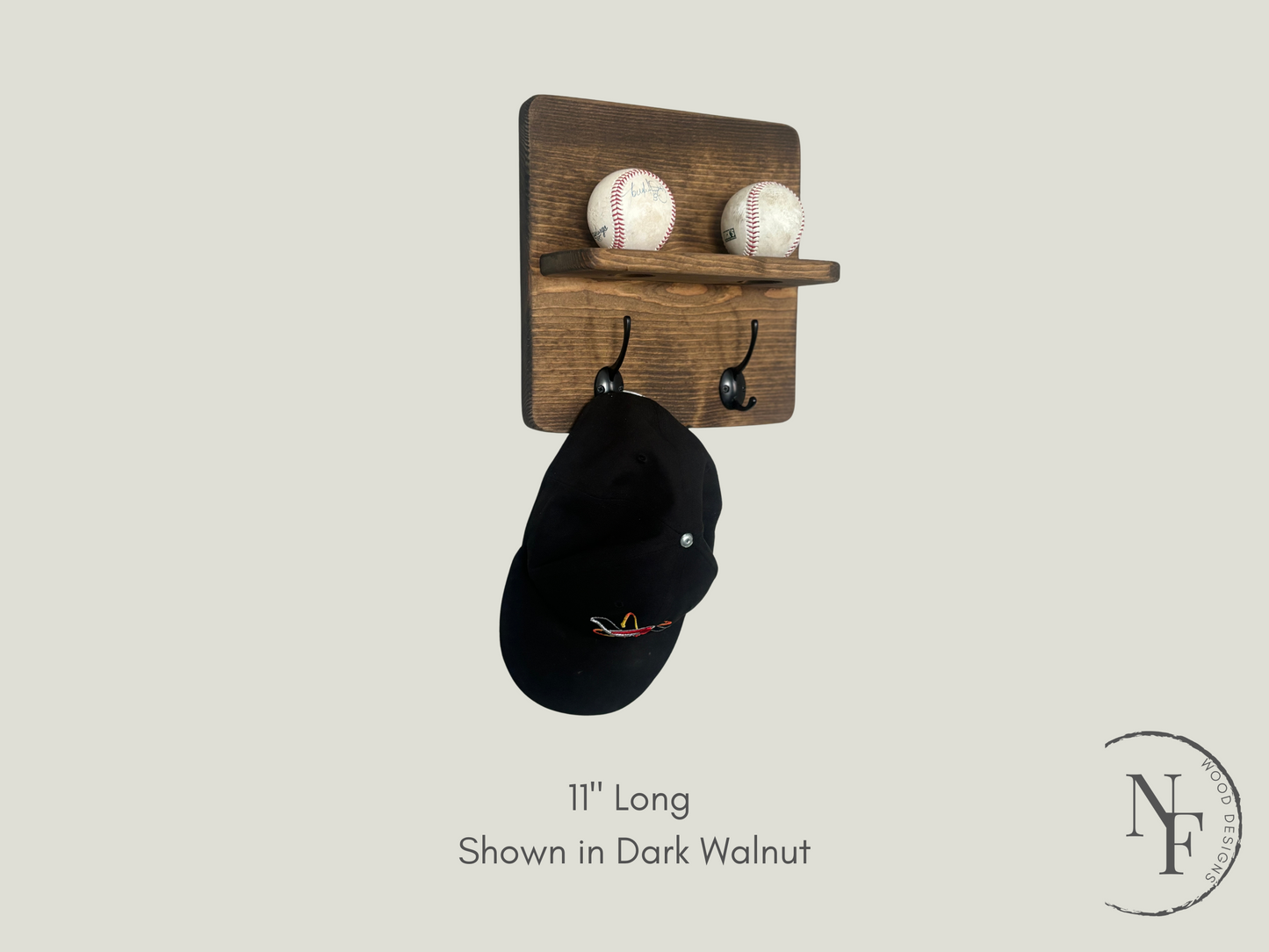 Baseball Display with Hat Hooks