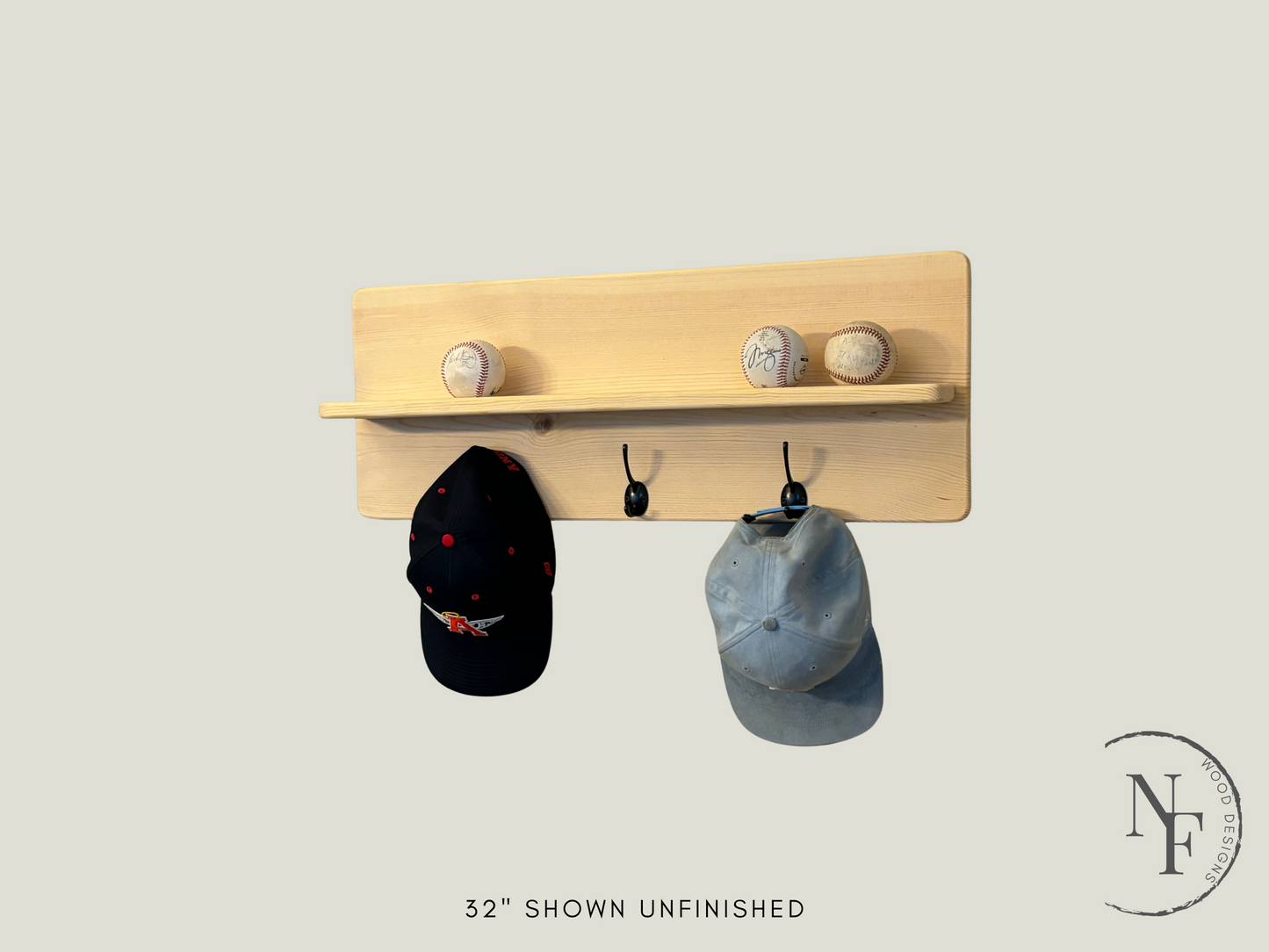 Baseball Display with Hat Hooks