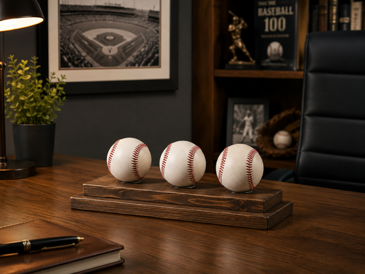 Handmade Wood Countertop Baseball Display | 3 5 7 Balls | 8 Finishes | Custom Sizes