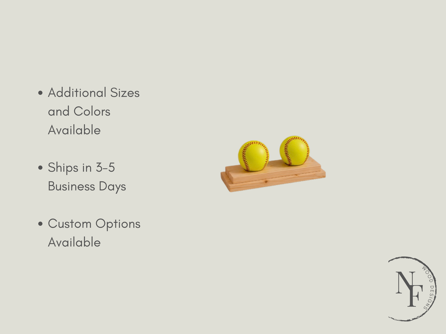 Handmade Wood Countertop Softball Display | 2-5 Balls | 8 Finishes | Custom Sizes